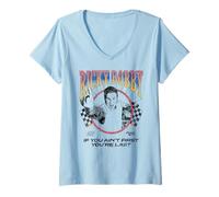 Donna Talladega Nights Ricky Bobby Outline Checkered Flags Movie Maglietta con Collo a V