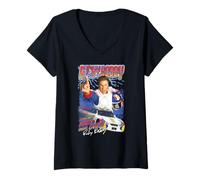 Donna Talladega Nights Ricky Bobby Retro Lightning Collage Movie Maglietta con Collo a V