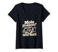 Donna Talpa Problemi Divertente Mole Day Chimica Giochi di Parole Avogadro Maglietta con Collo a V