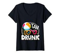 Donna Tan And Drunk Party Clubbing Vacation Beach ||- Maglietta con Collo a V