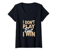 Donna Tan Color Don't Play, Win Tan Graphic Maglietta con Collo a V