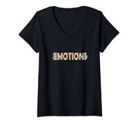 Donna Tan Color Motion Before Emotions Tan Graphic Maglietta con Collo a V
