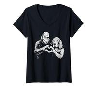 Donna Targa a forma di cuore Basset Hound Bigfoot Sasquatch con scritta «Dog Lover» Maglietta con Collo a V
