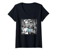 Donna Targa con mano Bigfoot Sasquatch Alien Lovefest Love Maglietta con Collo a V