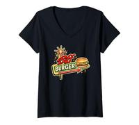 Donna Targa retrò Biff Burger Joint Vintage Diner Maglietta con Collo a V