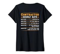 Donna Tariffa oraria Divertente per appaltatore (sul Retro) Maglietta con Collo a V
