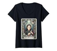 Donna Tarocchi di Santa Gemma Galgani Maglietta con Collo a V