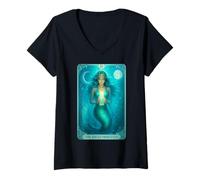 Donna Tarocchi La Sirena della Somma Sacerdotessa Maglietta con Collo a V