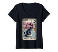 Donna Tarocchi Ruota di Fur-Tune Cat Robot Aspirapolvere Cat Maglietta con Collo a V