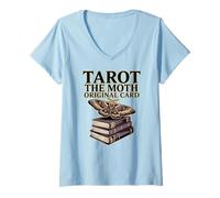 Donna Tarocchi The Moth Original Card Gothic Book Stack Maglietta con Collo a V
