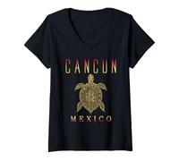 Donna Tartaruga Marina del Messico Cancun, Souvenir per Bambini e Bambine Maglietta con Collo a V