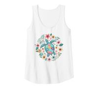 Donna Tartaruga marina hawaiana tropicale ibisco Plumeria fiori spiaggia Canotta