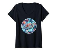 Donna Tartaruga marina tropicale Ocean Beach Tortuga Hawaii Island Vacay Maglietta con Collo a V