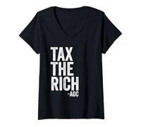 Donna Tassa Il Ricco Alexandria Ocasio-Cortez Femminista Politico AOC Maglietta con Collo a V