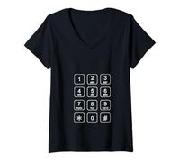 Donna Tasti del Telefono Maglietta con Collo a V