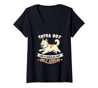 Donna Tatra Boy, Like A Normal Boy Only - Tatra Dog Maglietta con Collo a V