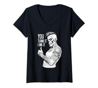Donna Tatuatore Job You Think It I Ink It Zombie Maglietta con Collo a V