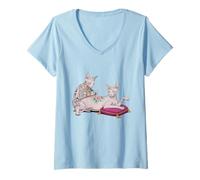 Donna Tatuatore Sphynx Cat Tatuaggio Divertente Meme Kitty Humor Maglietta con Collo a V