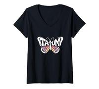 Donna Tatum Butterfly - Personalizzato Carino Nome Word Art Maglietta con Collo a V