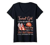 Donna Taurus Girl Compleanno Tacchi Alti Gocciolanti Labbra Farfalla Maglietta con Collo a V