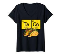 Donna Tavola Periodica Taco Chimica Divertente Maglietta con Collo a V