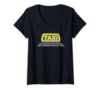 Donna Taxi Driver e Sarcasmo Cab Driving Divertente Taxi Driver Maglietta con Collo a V