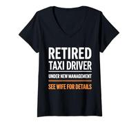Donna Taxi Driver in pensione sotto una nuova gestione Vedi Moglie Dettagli Maglietta con Collo a V
