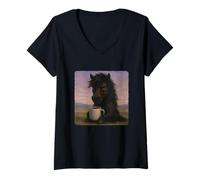 Donna Tazza con scritta "Horse Grumpy Coffee Morning Humor Wildlife Tired Maglietta con Collo a V