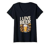 Donna Tazza con scritta "I Love Beer Hops" Maglietta con Collo a V