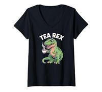 Donna Tazza da caffè Tea Rex dinosauro umorismo Maglietta con Collo a V