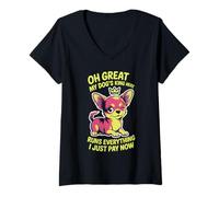 Donna Tazza da tè amante dei cani donne uomini carino piccolo razza Sassy Pet Humor Maglietta con Collo a V