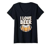 Donna Tazza schiumosa I Love Beer Gathering Maglietta con Collo a V