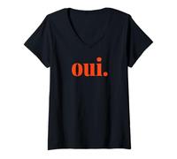 Donna Tè da regalo francese minimalista oui Maglietta con Collo a V
