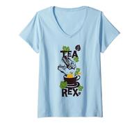 Donna Tea Rex - Infusore per tè Divertente T-Rex Maglietta con Collo a V