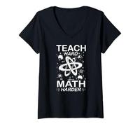 Donna Teach Hard Math Harder Maglietta con Collo a V