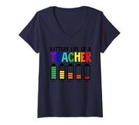 Donna Teacher Battery Maglietta con Collo a V
