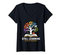 Donna Teacher Inspirational Quote Still Learning Always Growing Maglietta con Collo a V