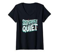 Donna Teacher Librarian Suspiciously Quiet Bookworm Maglietta con Collo a V