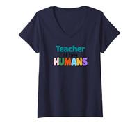 Donna Teacher of Tiny Humans Cute Funny Educator Tees, Bags, Decor Maglietta con Collo a V