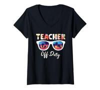 Donna Teacher off Duty Teaching Funny School Teachers Maglietta con Collo a V