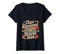 Donna Teacher Retirement Shirts 2026 Funny Retired Teacher Maglietta con Collo a V