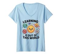 Donna Teacher Space Science Learning Is out of World Maglietta con Collo a V