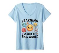 Donna Teacher Space Science Learning Is out of World Maglietta con Collo a V