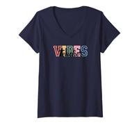 Donna Teacher Vibes - Fun Classroom & Educator Style Tees And Mugs Maglietta con Collo a V