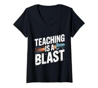Donna Teaching Is A Blast Insegnante Formatore Istruttore |- Maglietta con Collo a V