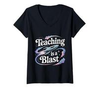 Donna Teaching Is A Blast Insegnante Formatore Istruttore |- Maglietta con Collo a V