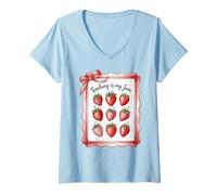 Donna Teaching Is My Jam Strawberry Teacher Team Crew Fun Maglietta con Collo a V