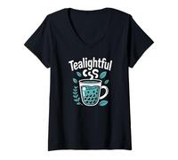 Donna Tealightful Bubble Tea lascia il divertimento Maglietta con Collo a V