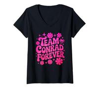 Donna Team Conrad Retro Vintage Groovy Flower Power Vibes Retro Maglietta con Collo a V