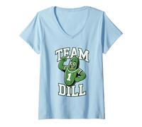 Donna Team Dill Sport Atleta Atletico Cool Divertente Pickle Maglietta con Collo a V